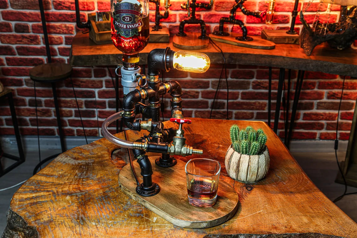 Christmas Gift, Steampunk Alcohol Dispenser, Liquor Alcohol Whisky Dispenser, Man Cave, Gift for Him, Firefighter Gift for Him, Pipe