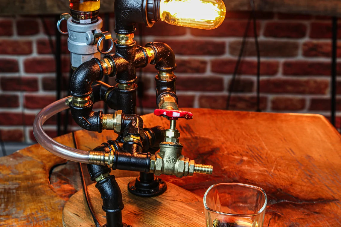 Christmas Gift, Steampunk Alcohol Dispenser, Liquor Alcohol Whisky Dispenser, Man Cave, Gift for Him, Firefighter Gift for Him, Pipe