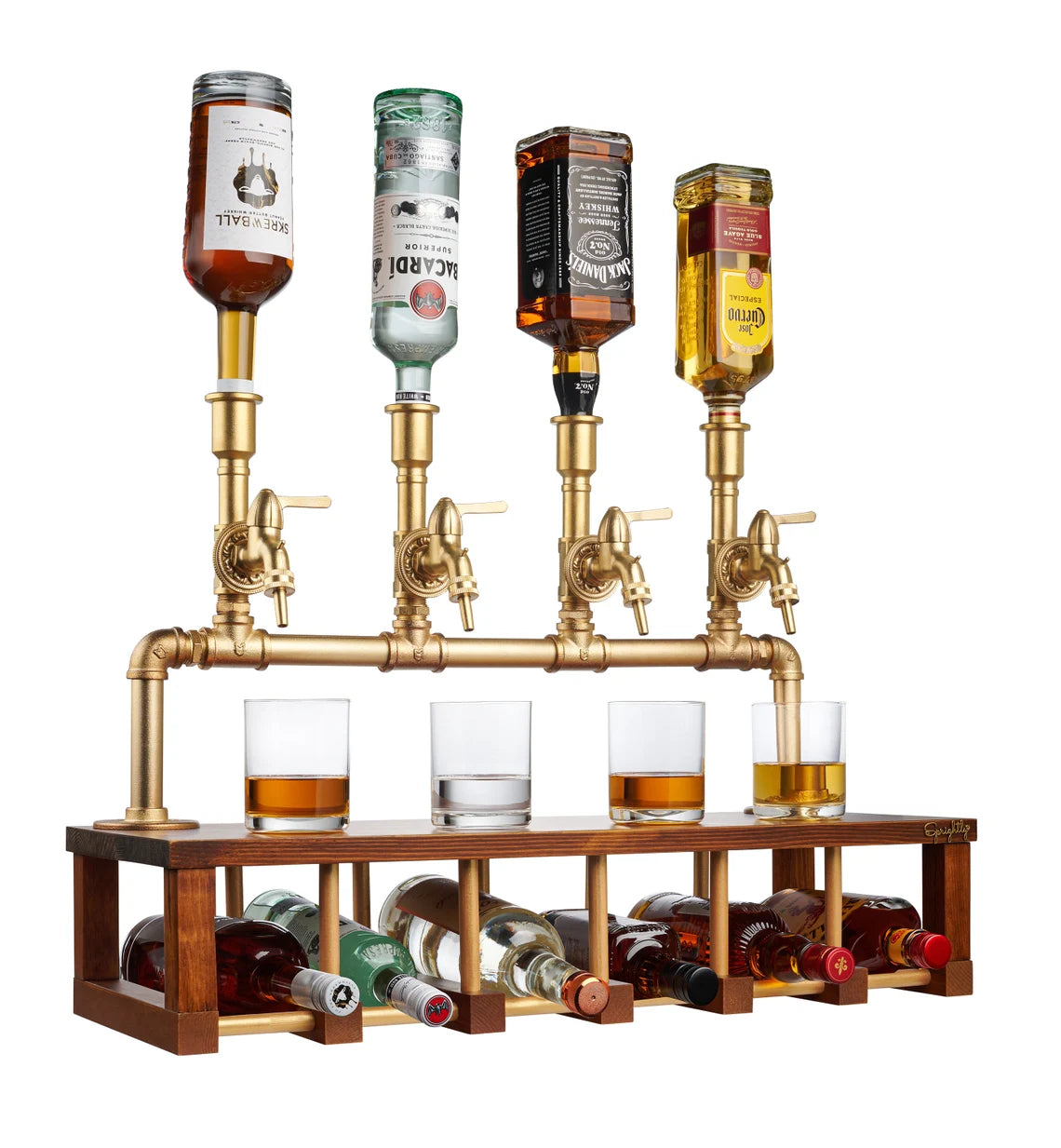 Wine and Liquor Dispenser for Home Bar - Industrial-Style Alcohol Liquor Bottle Pourers - 100% Food-Safe Whiskey, Spirits Aerator & Wine Tap