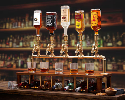 Personalized Wine and Liquor Dispenser for Home Bar - Industrial Alcohol Bottle Pourers - Unique Whiskey Dispenser - Gift for Him