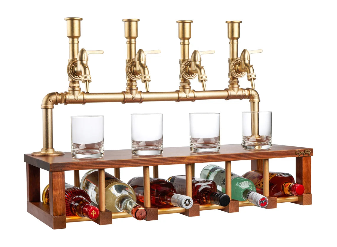 Wine and Liquor Dispenser for Home Bar - Industrial-Style Alcohol Liquor Bottle Pourers - 100% Food-Safe Whiskey, Spirits Aerator & Wine Tap