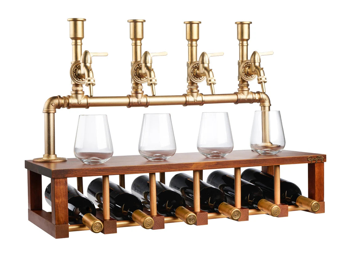 Wine and Liquor Dispenser for Home Bar - Industrial-Style Alcohol Liquor Bottle Pourers - 100% Food-Safe Whiskey, Spirits Aerator & Wine Tap