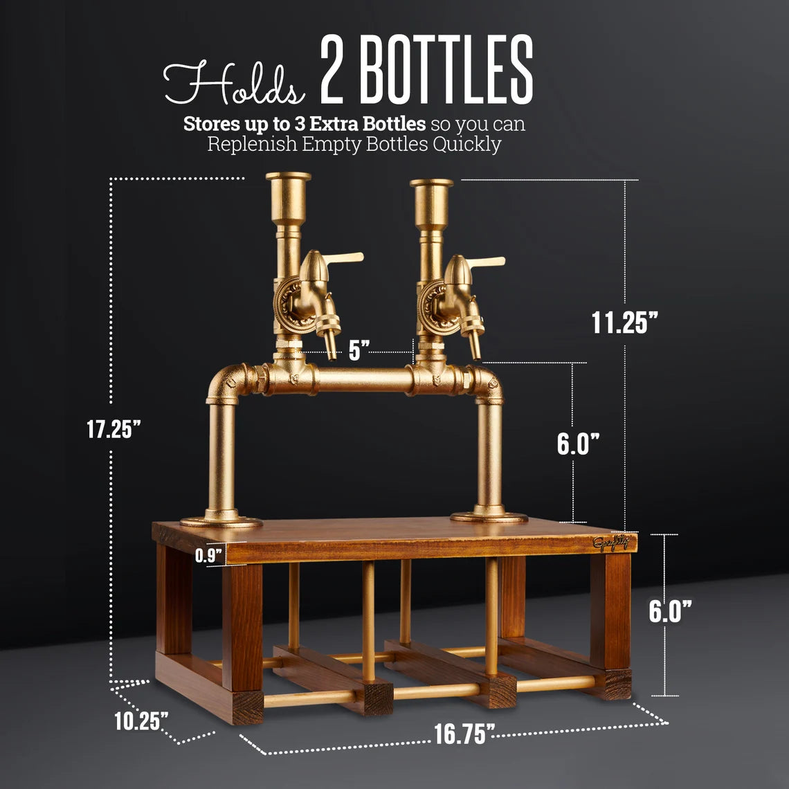 Wine and Liquor Dispenser for Home Bar - Industrial-Style Alcohol Liquor Bottle Pourers - 100% Food-Safe Whiskey, Spirits Aerator & Wine Tap