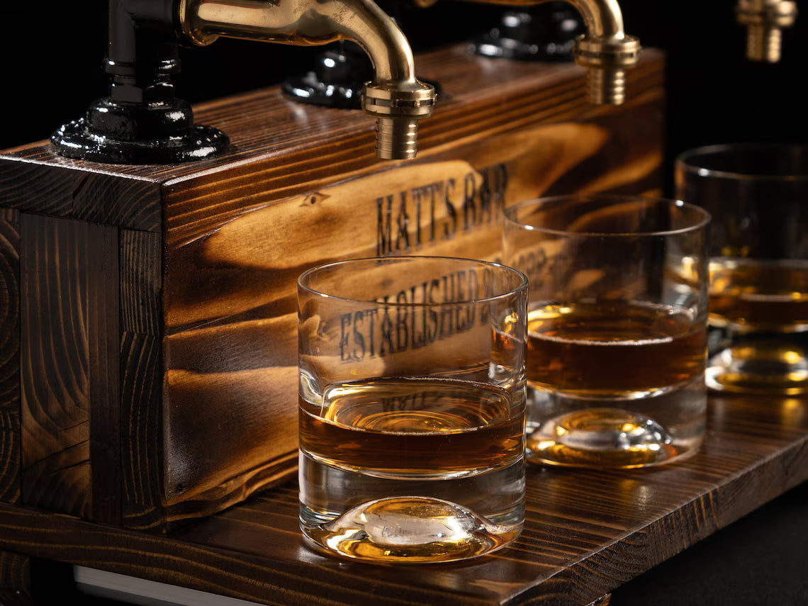 Personalized Whiskey Dispenser with RGB: Wood Bar Decor