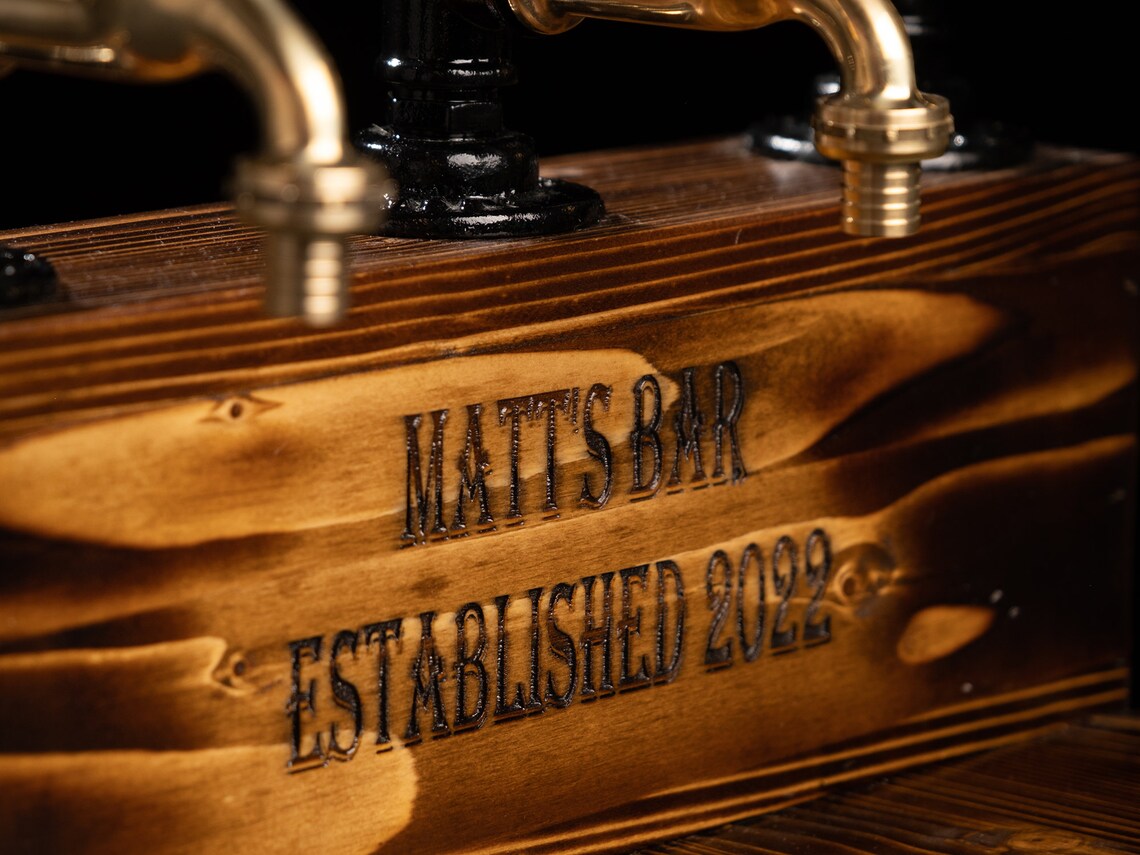 Personalized Whiskey Dispenser with RGB: Wood Bar Decor
