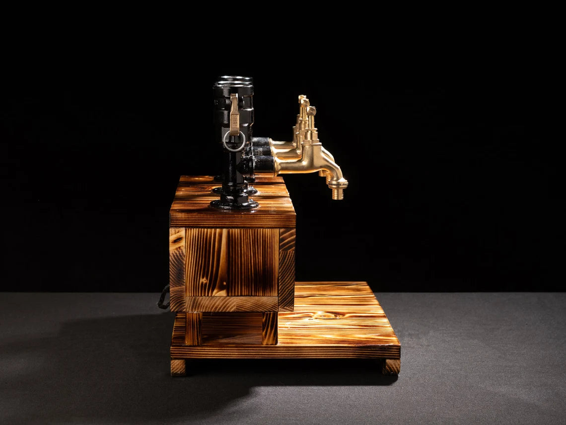 Personalized Whiskey Dispenser with RGB: Wood Crafted Liquor Bar Decor