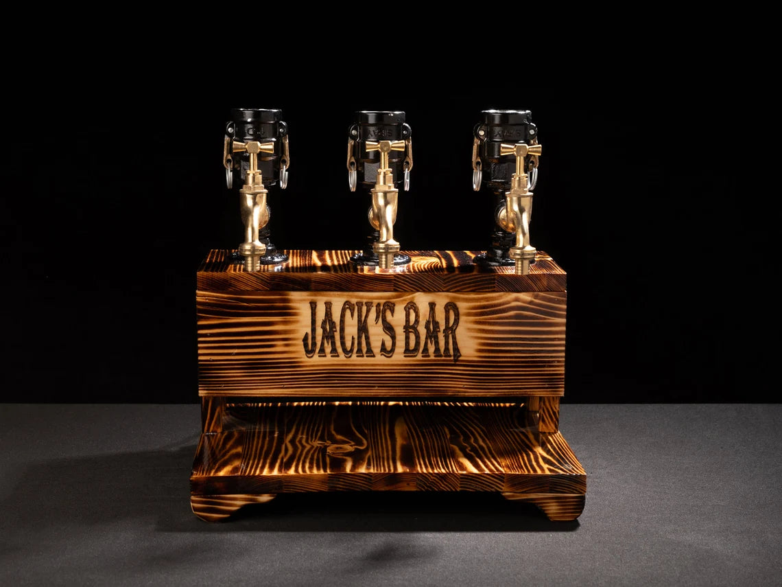Personalized Whiskey Dispenser with RGB: Wood Crafted Liquor Bar Decor