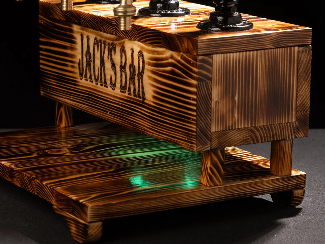 Personalized Whiskey Dispenser with RGB: Wood Crafted Liquor Bar Decor