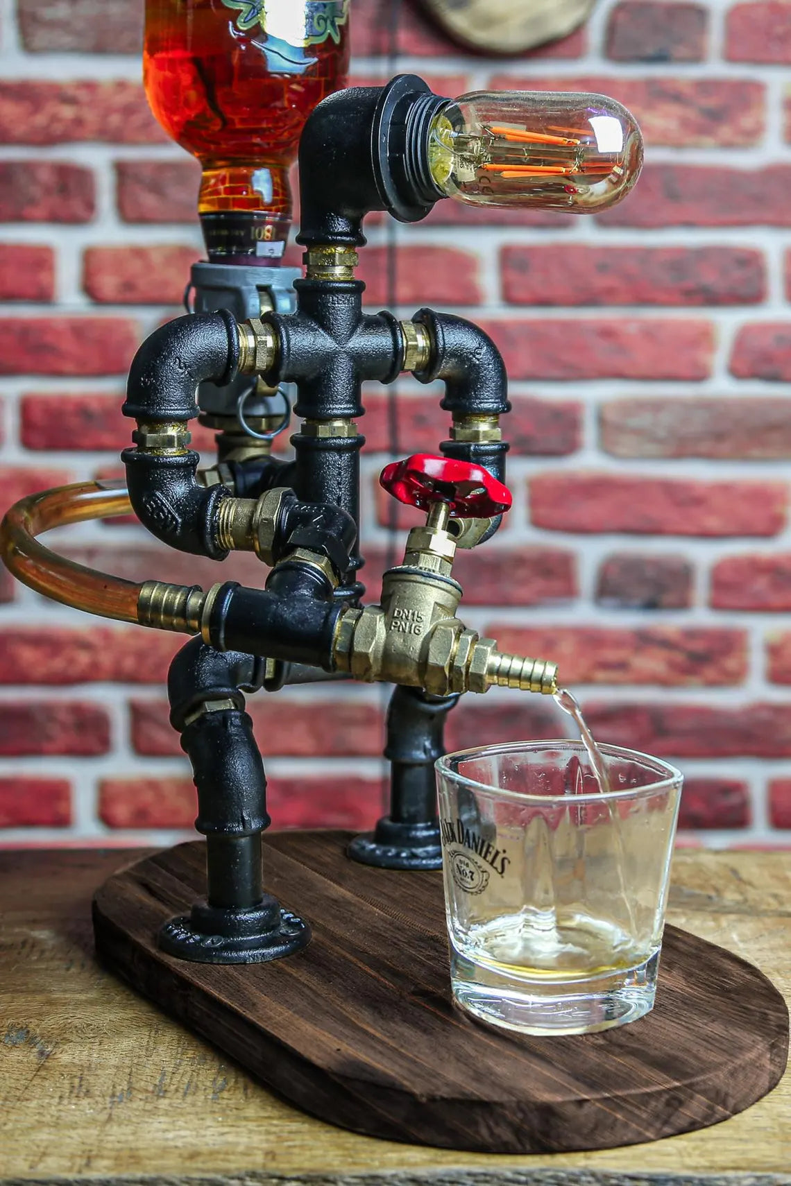 Christmas Gift, Steampunk Alcohol Dispenser, Liquor Alcohol Whisky Dispenser, Man Cave, Gift for Him, Firefighter Gift for Him, Pipe